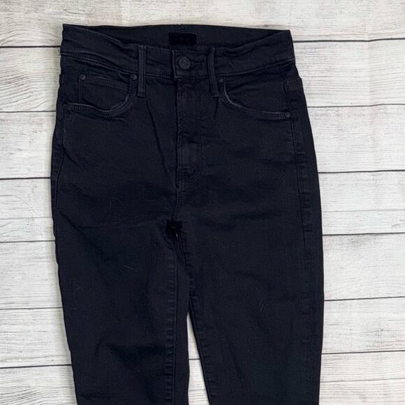 MOTHER The Stunner Double Zip Ankle Step Fray Black Denim Jeans Size 24 - Picture 8 of 12